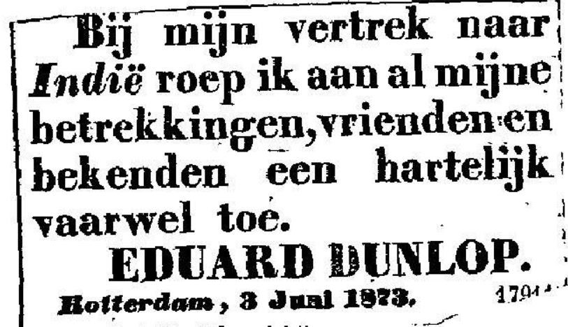 advertentie Eduard Dunlop