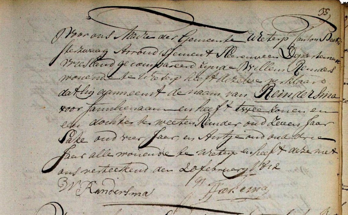 1811 Willem Reinder Reinderma. Naamsaanneming