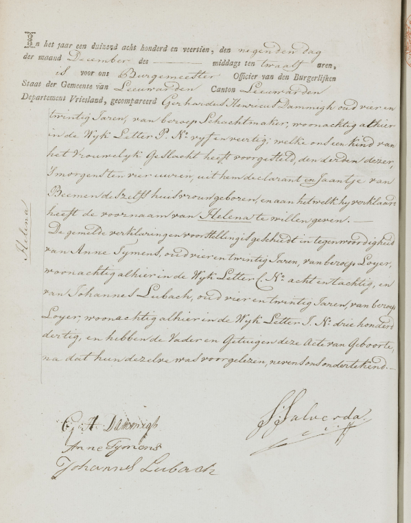 1. 1814 09-12 geboorteakte helena Dammigh