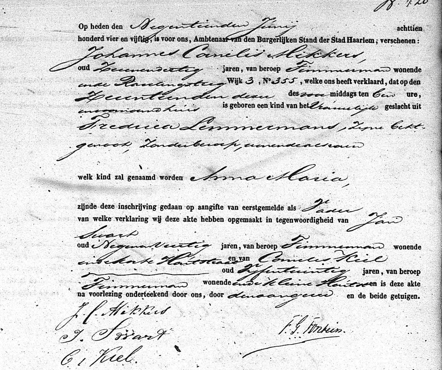 1854 17-6 geboorteakte Anna Maria Mikkers.