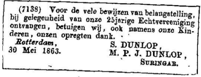 1863 30-05 ouders E.W.Dunlop I 25 jaar getrouwd.